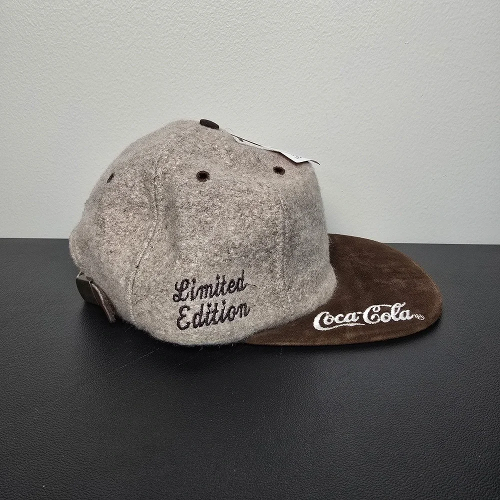 Vintage Coca-Cola Hat Cap‎ Mens Strapback Tan Wool Limited Edition Coke Made USA